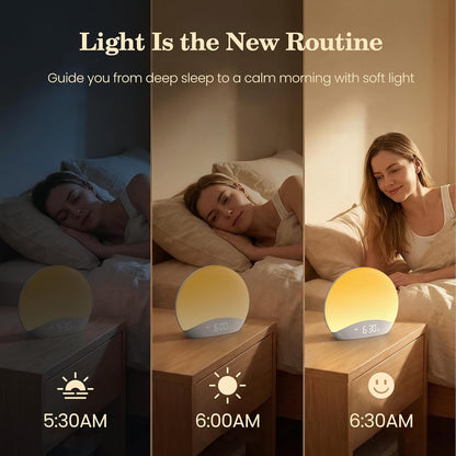 Sound Machine Sunrise Alarm Clock with Night Light for Bedrooms