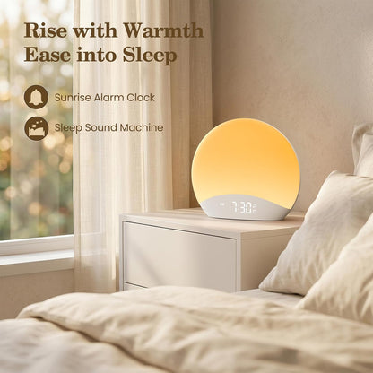 Sound Machine Sunrise Alarm Clock with Night Light for Bedrooms