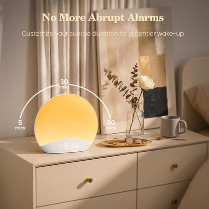 Sound Machine Sunrise Alarm Clock with Night Light for Bedrooms