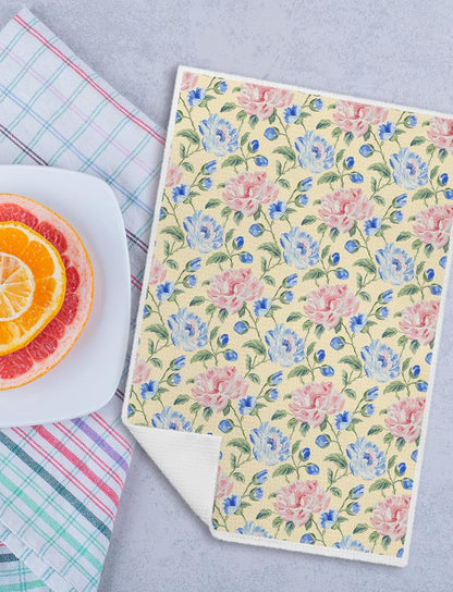 Pastel Grandmillennial Floral Kitchen Towels, Farmhouse Pink and Blue Flower Decorative Dish Hand Tea Towels for Bathroom Kitchen, Grand Millenial Bathroom Decor, 16x24 Inch