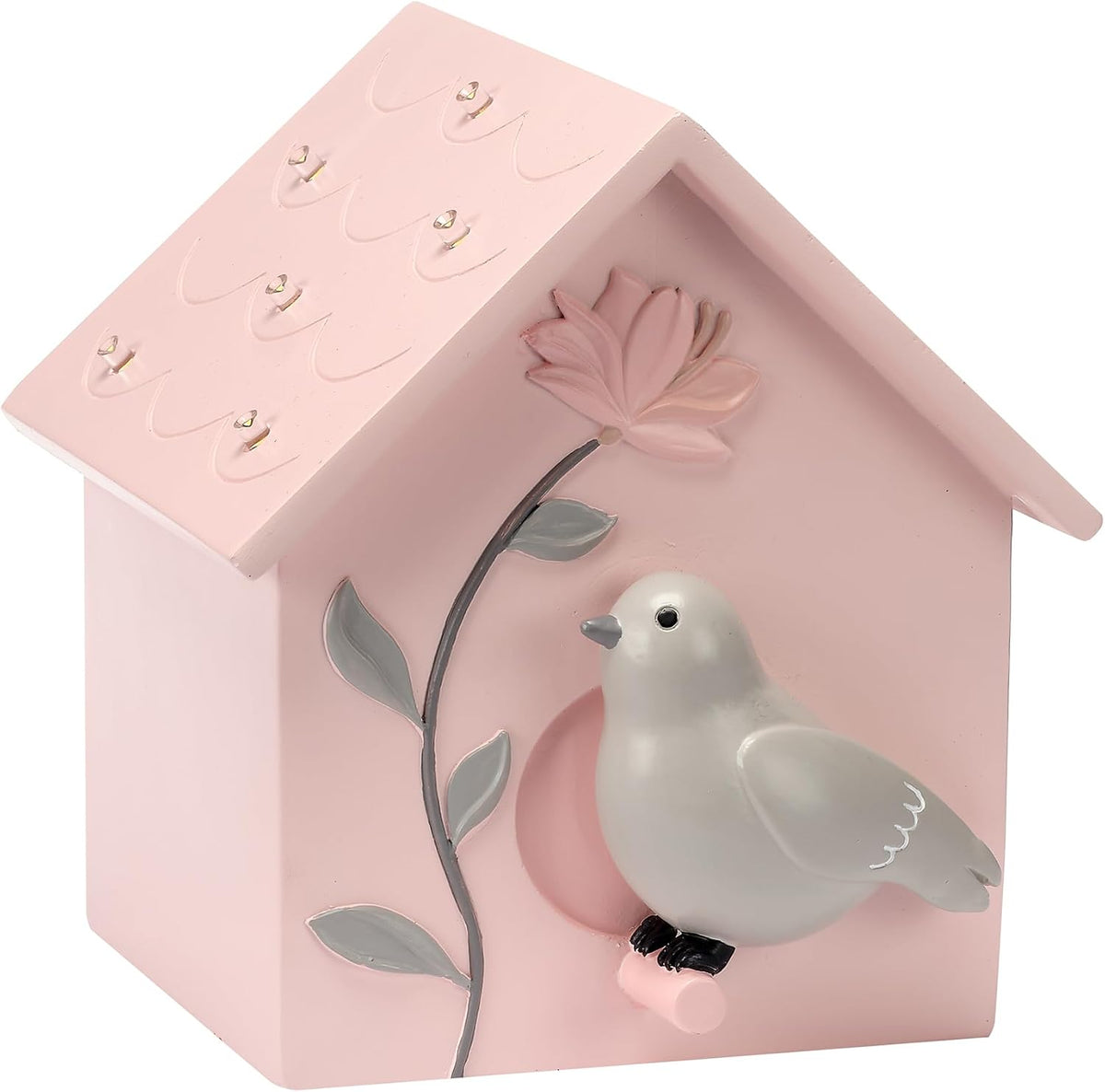 Petals Pink/Gray Birdhouse Table Top Night Light LED Lamp