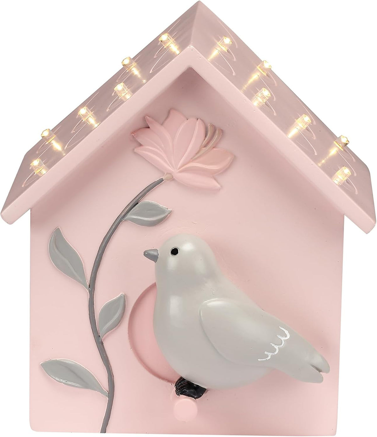 Petals Pink/Gray Birdhouse Table Top Night Light LED Lamp