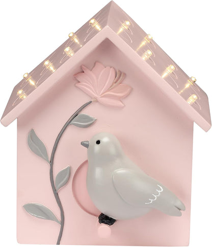 Petals Pink/Gray Birdhouse Table Top Night Light LED Lamp