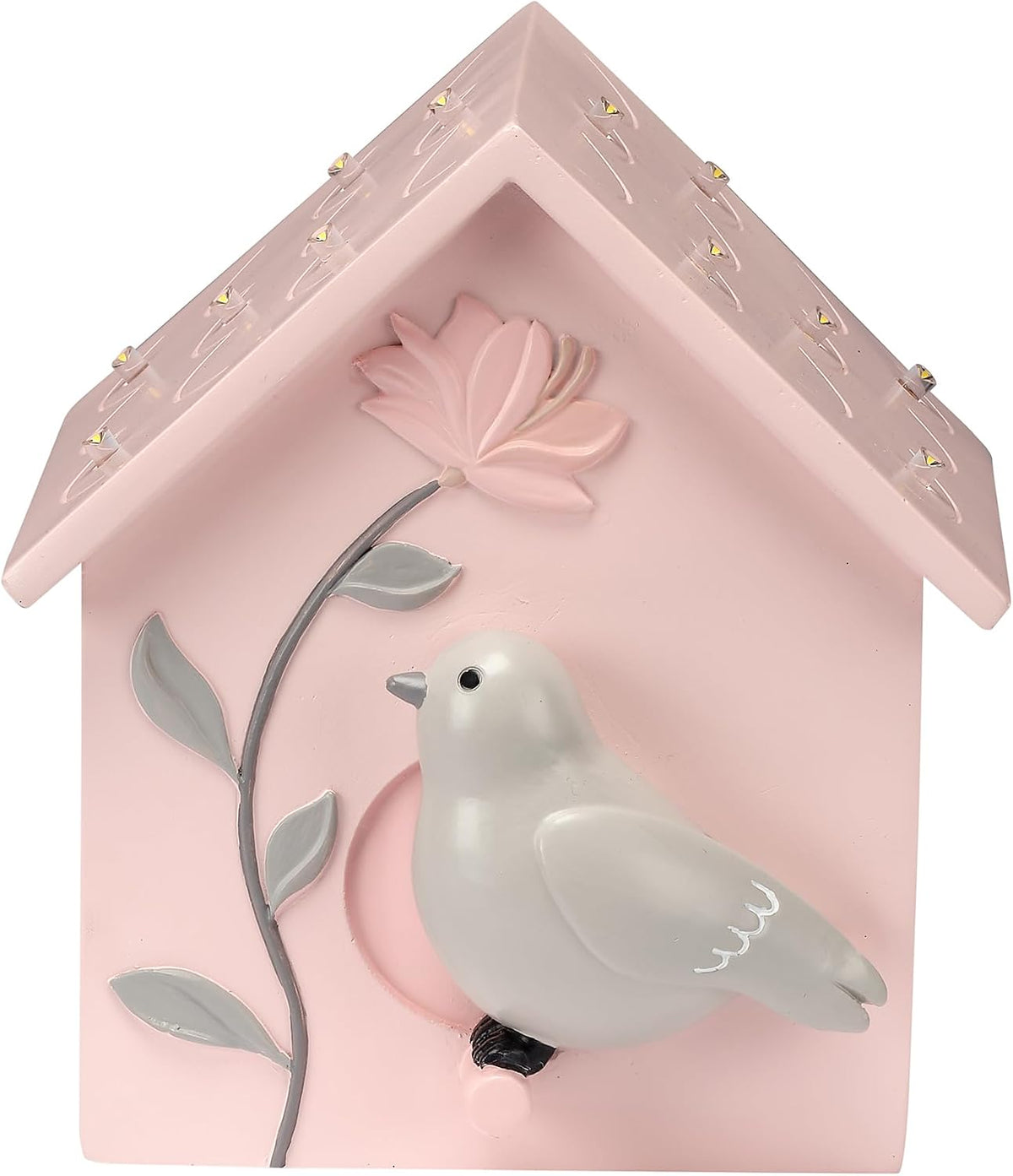 Petals Pink/Gray Birdhouse Table Top Night Light LED Lamp