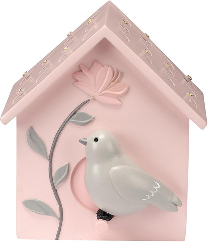 Petals Pink/Gray Birdhouse Table Top Night Light LED Lamp