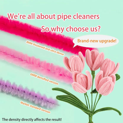 450Pcs Pipe Cleaners Pink Flower Bouquet Craft Kit, Assorted Pink Chenille Stems for DIY Art, Ideal for Party Decor, Home Accents & Handmade Gifts
