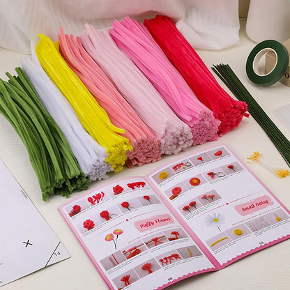 450Pcs Pipe Cleaners Pink Flower Bouquet Craft Kit, Assorted Pink Chenille Stems for DIY Art, Ideal for Party Decor, Home Accents & Handmade Gifts