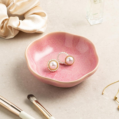 Ceramic Jewelry Tray, Ring Holder Floral Trinket Bowl for Women | Small catchall keeps rings, earrings, keys, and keepsakes visible on vanities or dressers, adding a giftable decor accent
