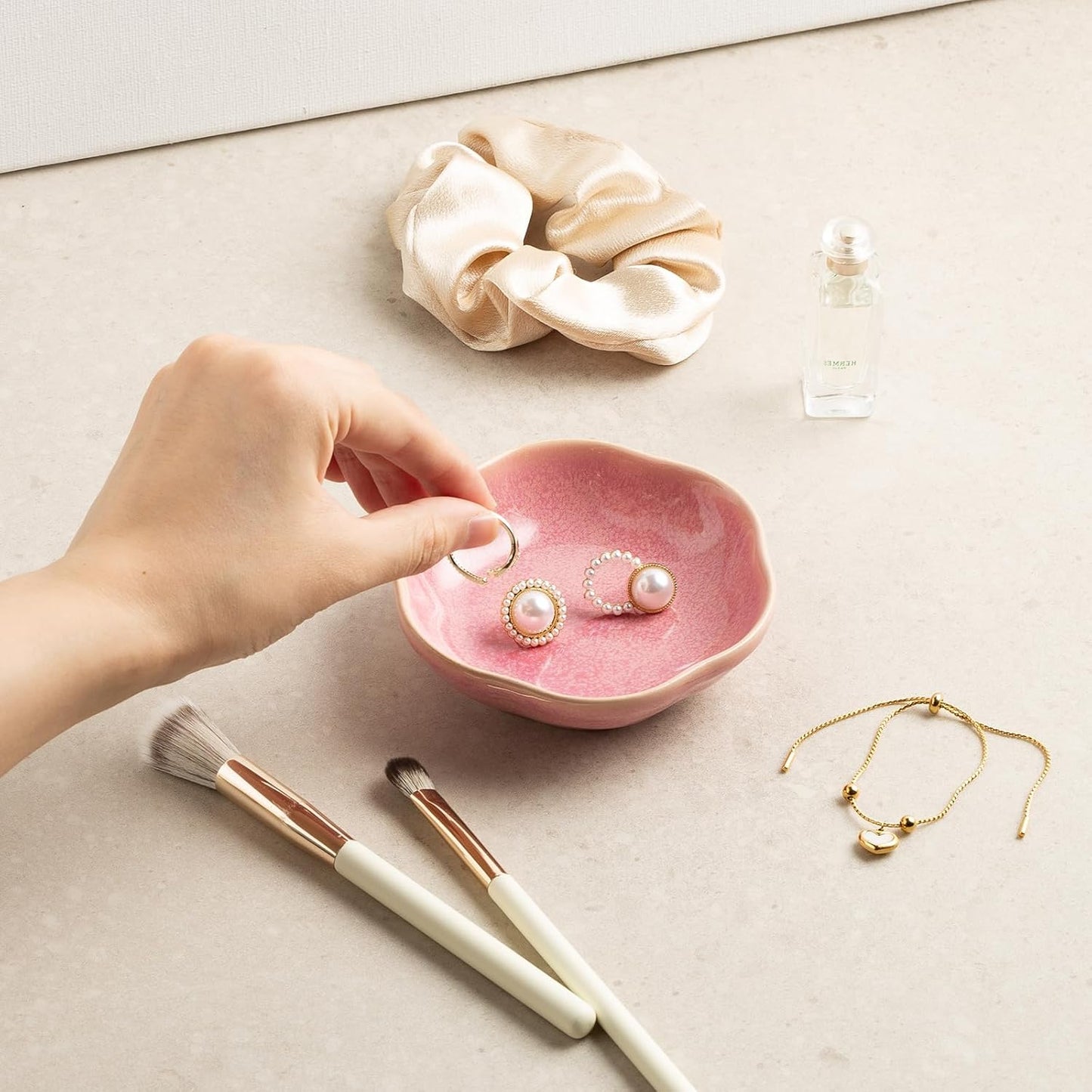 Ceramic Jewelry Tray, Ring Holder Floral Trinket Bowl for Women | Small catchall keeps rings, earrings, keys, and keepsakes visible on vanities or dressers, adding a giftable decor accent