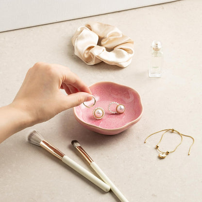 Ceramic Jewelry Tray, Ring Holder Floral Trinket Bowl for Women | Small catchall keeps rings, earrings, keys, and keepsakes visible on vanities or dressers, adding a giftable decor accent
