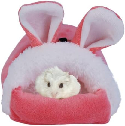 Hamster Bed,Winter Warm Cozy House Hideout, Cage Nest Accessories for Sugar Glider Golden Hamster (Pink,Small)