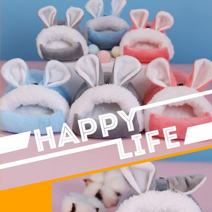 Hamster Bed,Winter Warm Cozy House Hideout, Cage Nest Accessories for Sugar Glider Golden Hamster (Pink,Small)