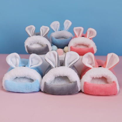 Hamster Bed,Winter Warm Cozy House Hideout, Cage Nest Accessories for Sugar Glider Golden Hamster (Pink,Small)