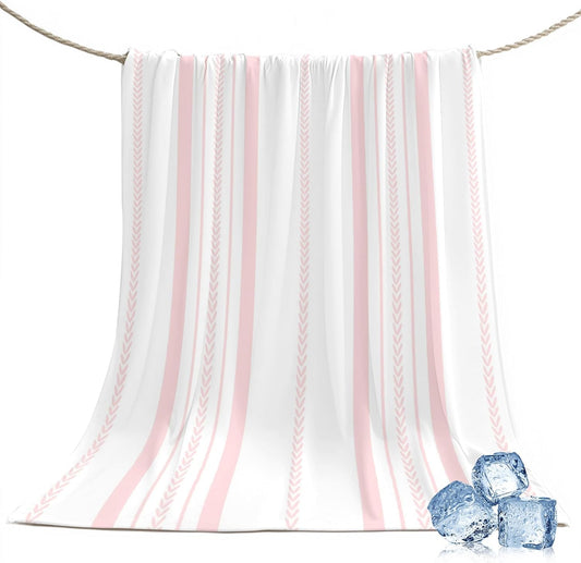 40"x60" Lap Cooling Blanket Pink Stripes Ice Silk Lightweight Breathable Soft Summer Blanket for Hot Sleepers Couch Bed Sofa Camping Minimalist Farmhouse Modern Wheat Lines