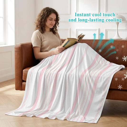 40"x60" Lap Cooling Blanket Pink Stripes Ice Silk Lightweight Breathable Soft Summer Blanket for Hot Sleepers Couch Bed Sofa Camping Minimalist Farmhouse Modern Wheat Lines