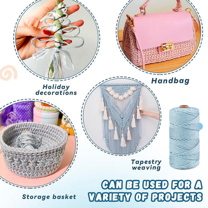 Sparkle Yarn for Crocheting, 3mm x 109 Yards Metallic Sparkly Yarn for Crafts, Polyester Rope 2mm Braided Macrame Cord for Crochet Bags, Dolls, Blankets, DIY Decor (Pink Silver)