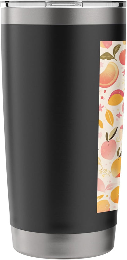Cute Vintage Peach and Fruit Pattern Art Stainless Steel Insulated Tumbler