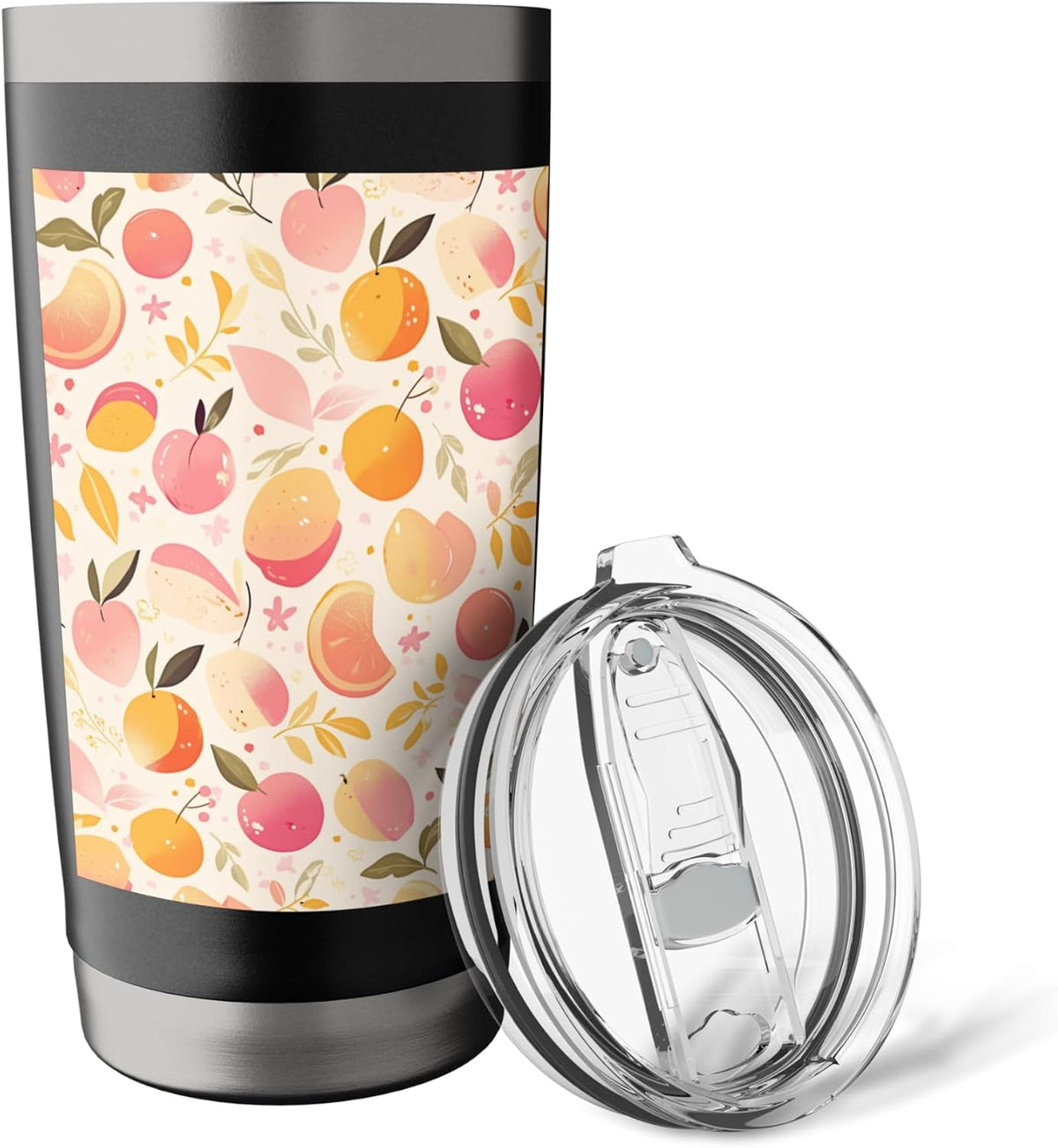 Cute Vintage Peach and Fruit Pattern Art Stainless Steel Insulated Tumbler