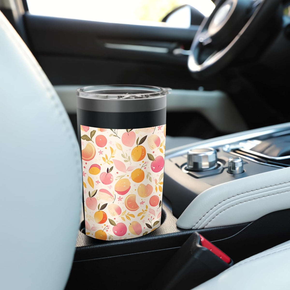 Cute Vintage Peach and Fruit Pattern Art Stainless Steel Insulated Tumbler