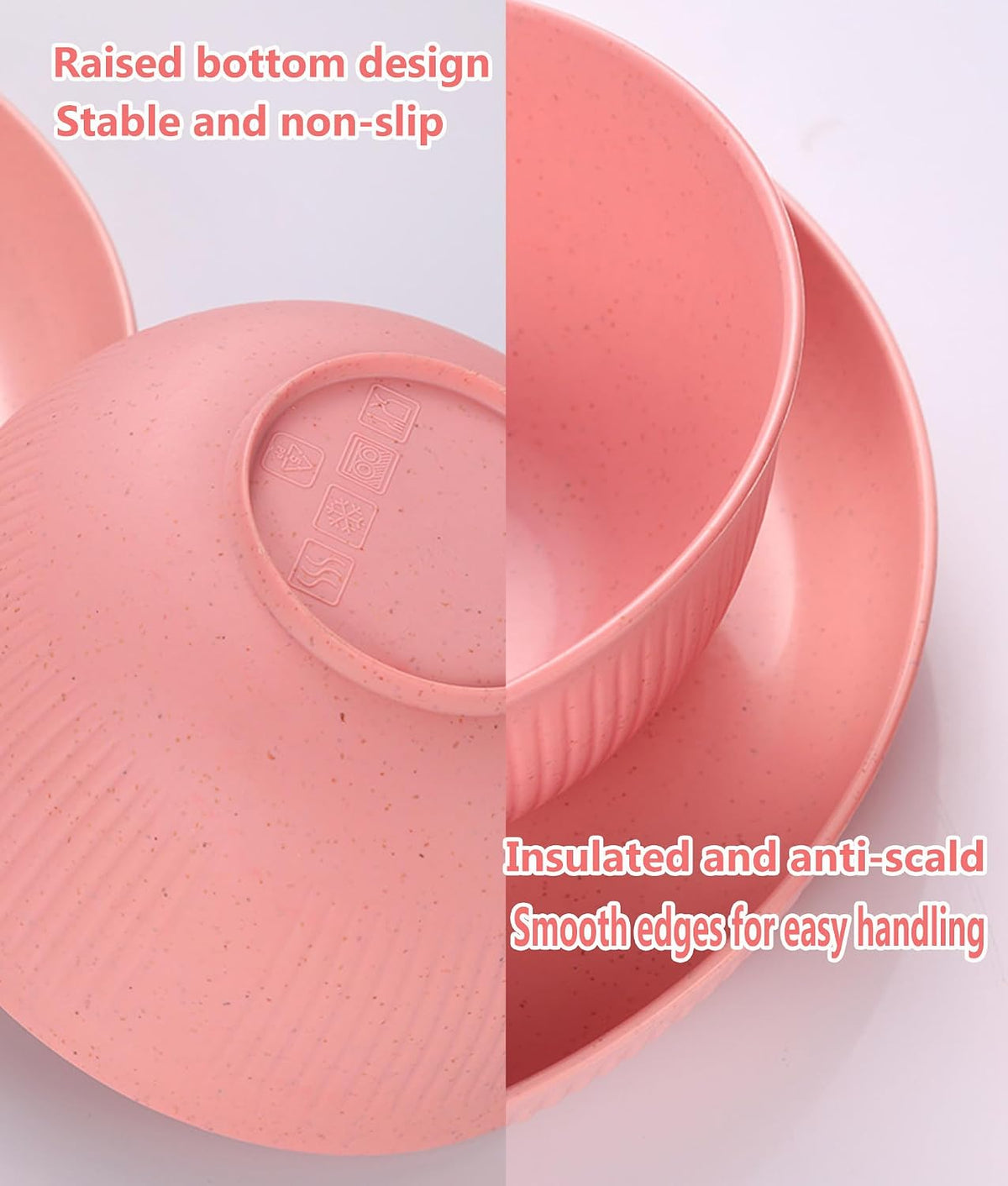 Set of 4 Unbreakable Cereal Bowls, Dishwasher Safe Reusable Dining Bowls