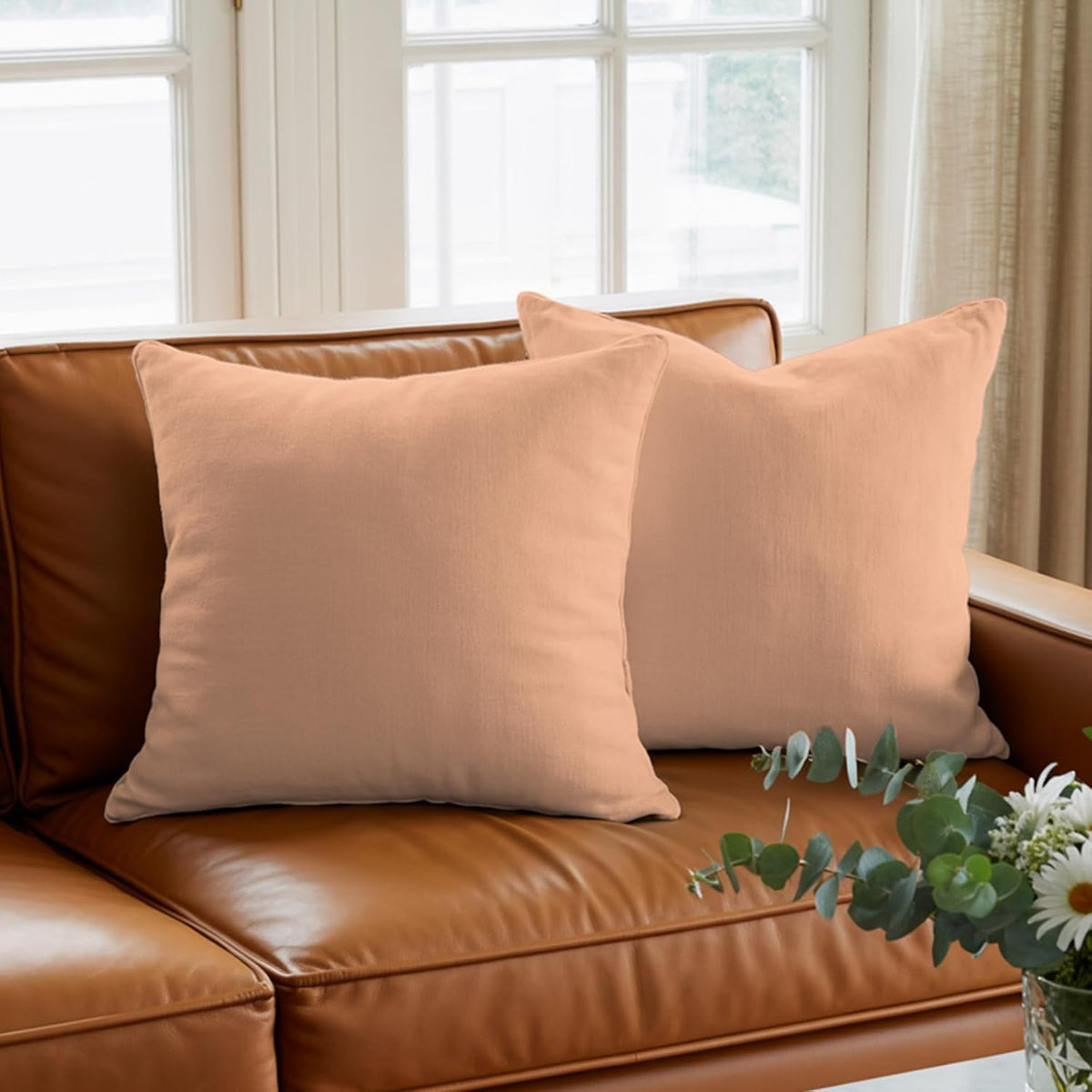 Peach Pink Watercolor Outdoor Pillowcase,Solid Color Throw Pillow Covers for Bedroom Sofa Living Room Camping 26 x 26 Inch
