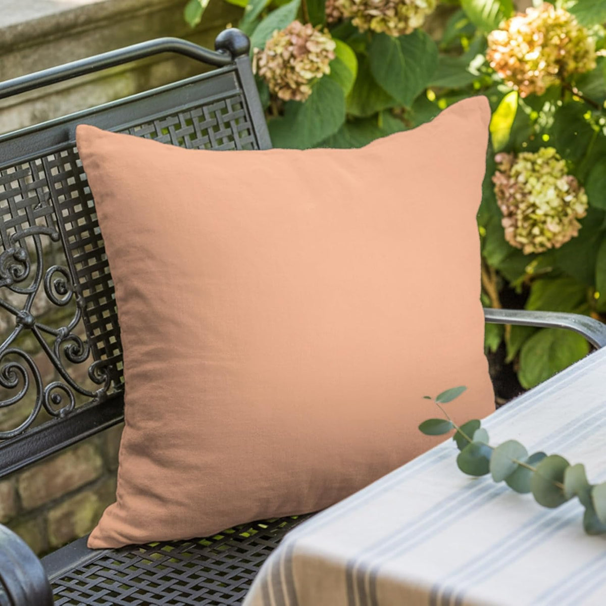 Peach Pink Watercolor Outdoor Pillowcase,Solid Color Throw Pillow Covers for Bedroom Sofa Living Room Camping 26 x 26 Inch