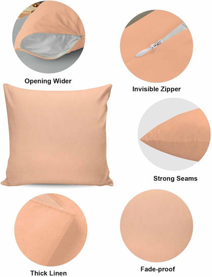 Peach Pink Watercolor Outdoor Pillowcase,Solid Color Throw Pillow Covers for Bedroom Sofa Living Room Camping 26 x 26 Inch