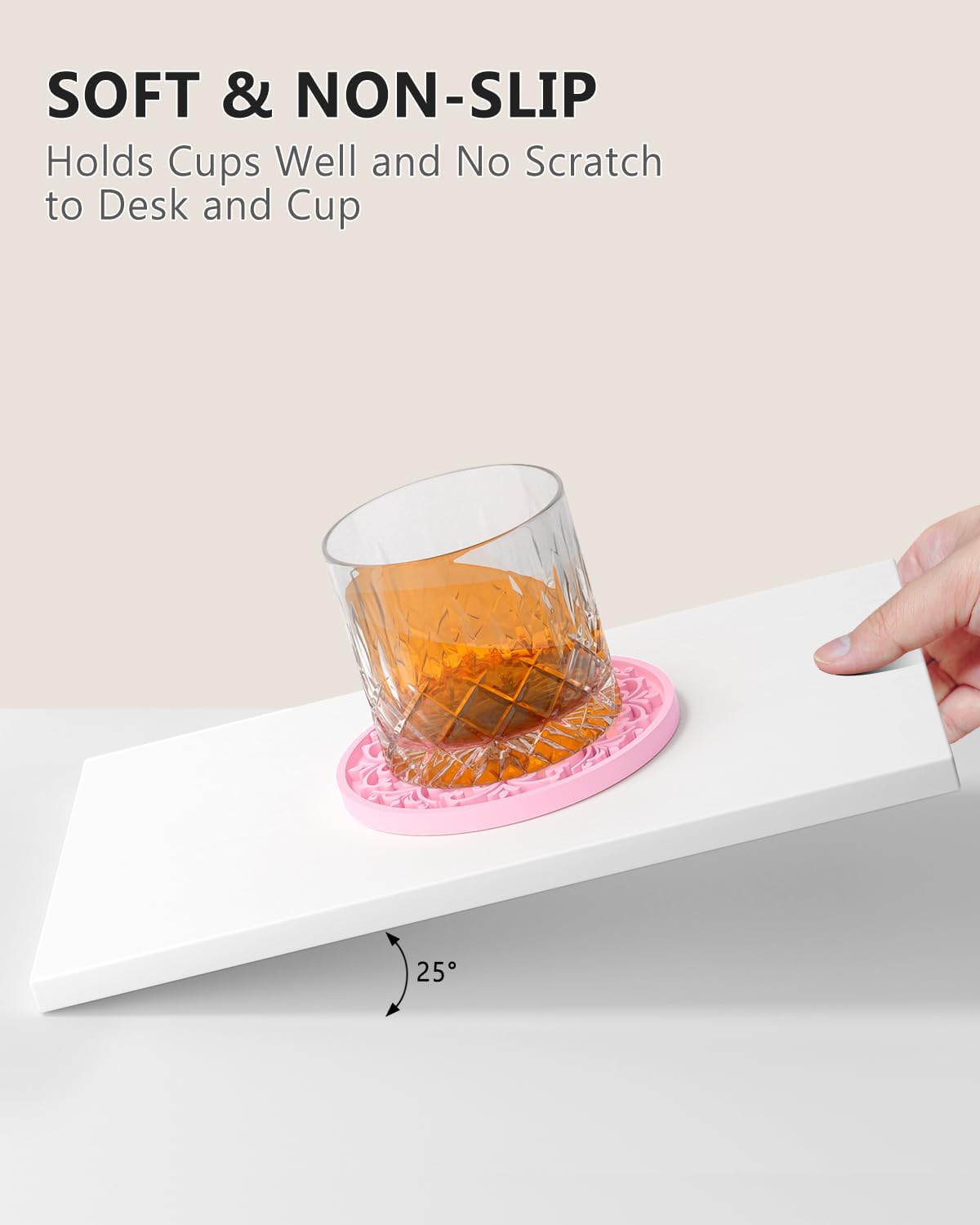 Drink Coasters, Coasters Set of 6 with Holder, Non-Slip Silicone Cup Mat