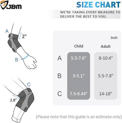 Adult & Kids Knee Pads Elbow Pads and Wrist Guards for Inline Skating, Roller Skating, Skateboarding, Scootering