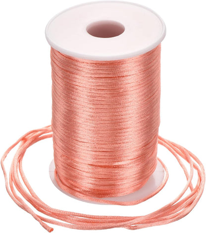 Nylon Satin Cord 2.5mm, 109 Yard Nylon String for Bracelet Braided Thread [for Jewelry Making Necklace Chinese Knot Craft] - Peach Pink