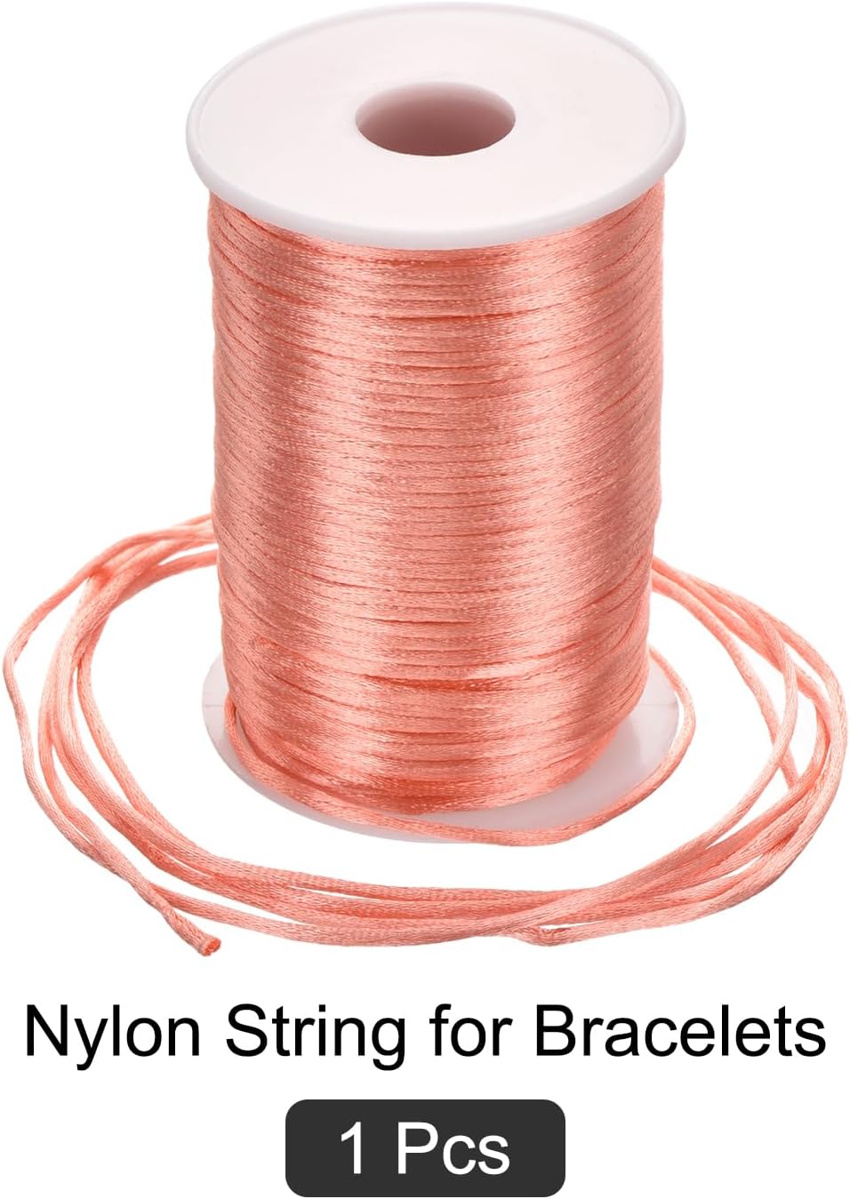 Nylon Satin Cord 2.5mm, 109 Yard Nylon String for Bracelet Braided Thread [for Jewelry Making Necklace Chinese Knot Craft] - Peach Pink