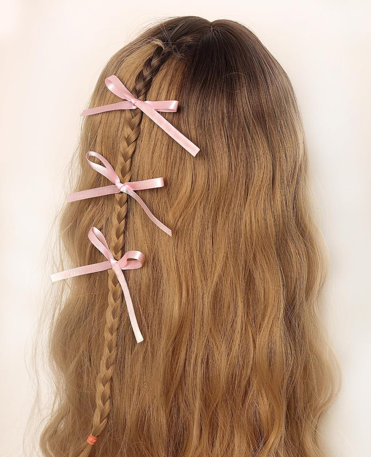 Bow Hair Clip, 10Pcs Pink Satin Fabric Bowknot with Long Tail Tassel Ribbon Claw Clips for Girls Teens Kids Hair Barrettes with Bow Accessories