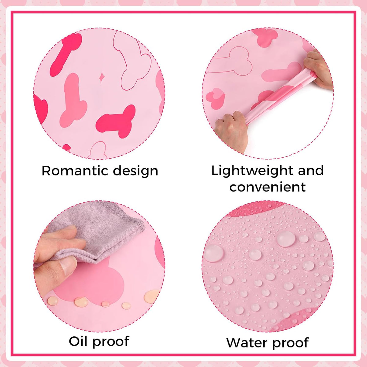 3 Pcs Bachelorette Party Decorations Pink Plastic Waterproof Tablecloth Funny Naughty Bridal Shower Decor for Wedding Bachelor Party