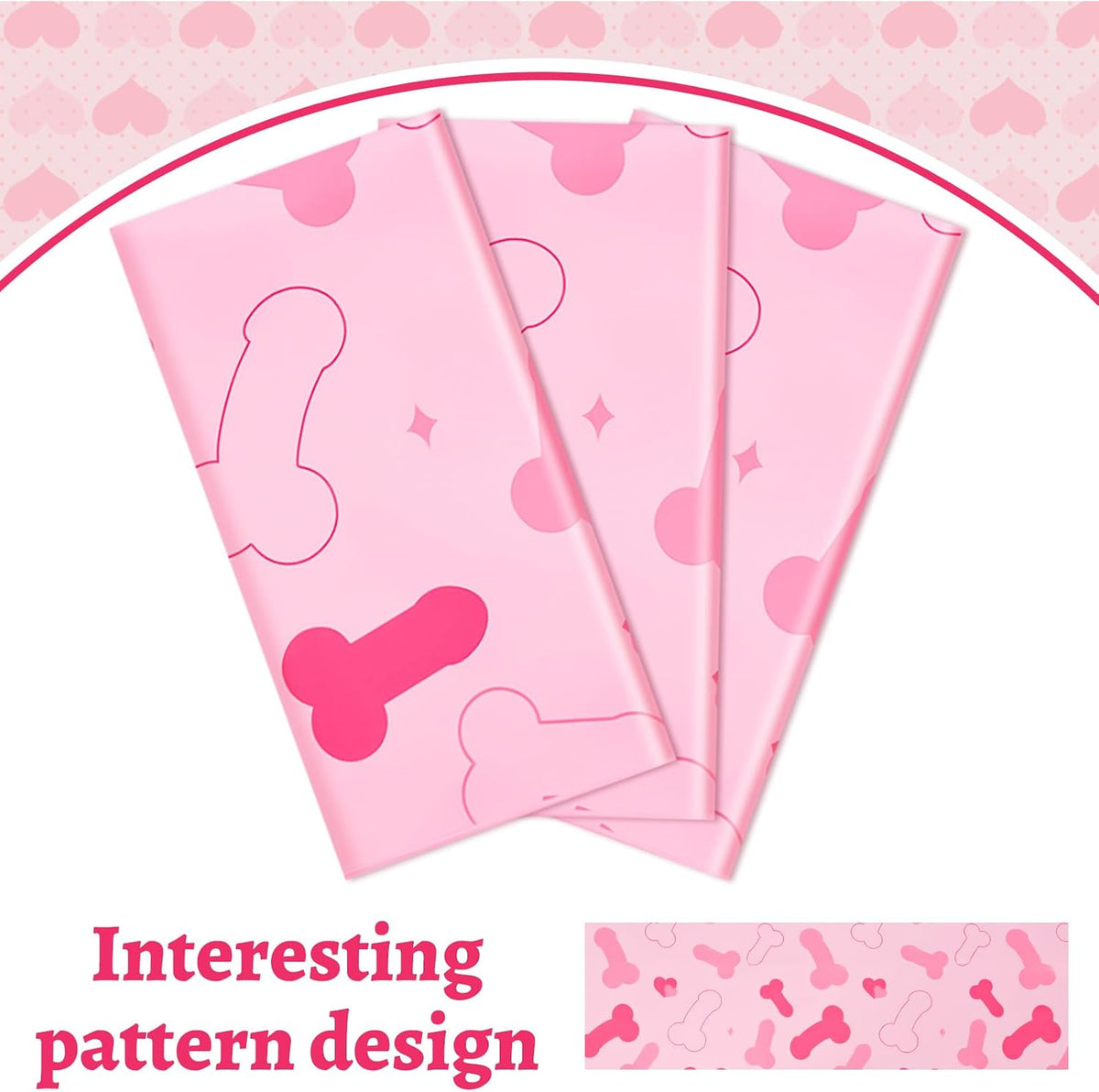 3 Pcs Bachelorette Party Decorations Pink Plastic Waterproof Tablecloth Funny Naughty Bridal Shower Decor for Wedding Bachelor Party