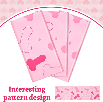 3 Pcs Bachelorette Party Decorations Pink Plastic Waterproof Tablecloth Funny Naughty Bridal Shower Decor for Wedding Bachelor Party