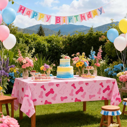 3 Pcs Bachelorette Party Decorations Pink Plastic Waterproof Tablecloth Funny Naughty Bridal Shower Decor for Wedding Bachelor Party