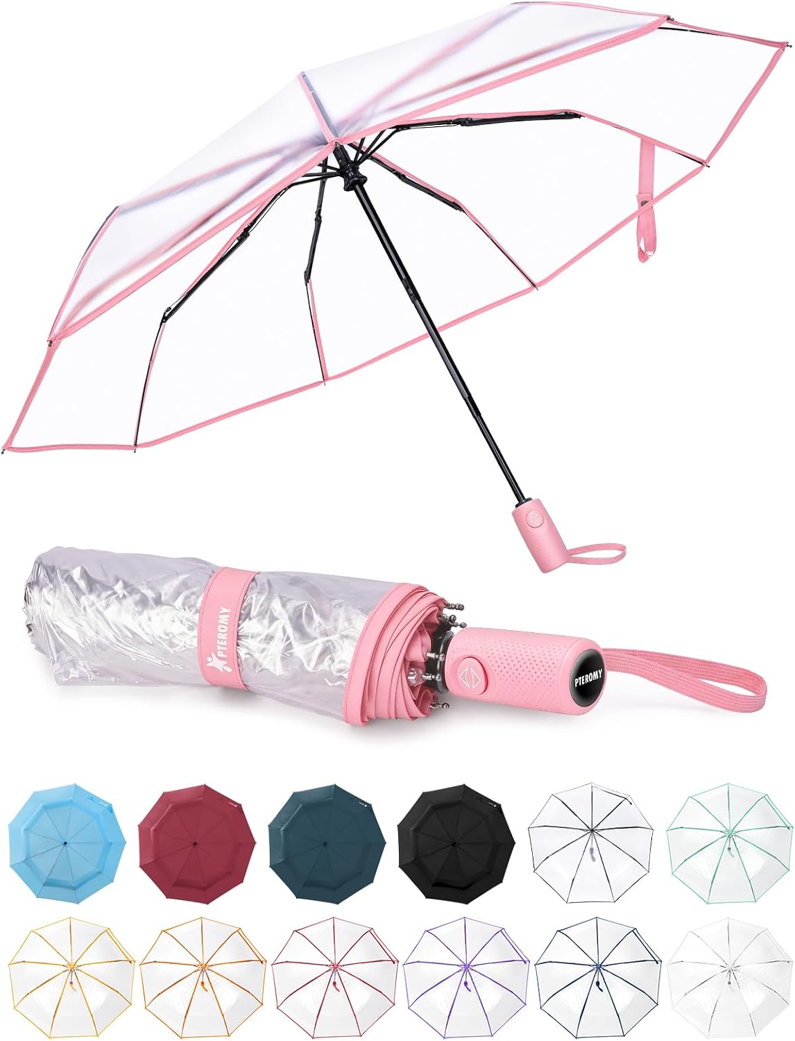 Windproof Travel Umbrellas for Rain and Sun, Withstands 85MPH Winds Auto Open Close Folding Umbrella with Ergonomic Handle, Quick Dry Canopy for Commuting or Backpack