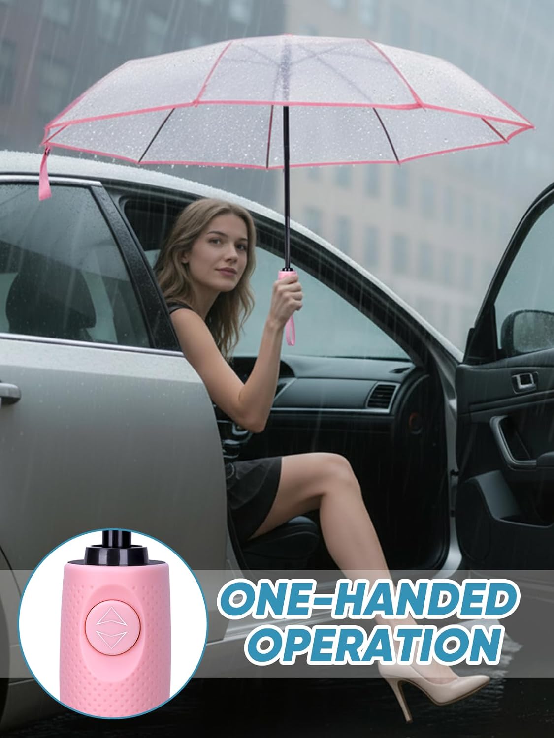 Windproof Travel Umbrellas for Rain and Sun, Withstands 85MPH Winds Auto Open Close Folding Umbrella with Ergonomic Handle, Quick Dry Canopy for Commuting or Backpack