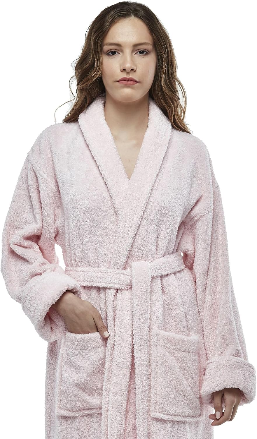 Womens Terry Cotton Bathrobe, Ankle Length Long Women's Bath Robe