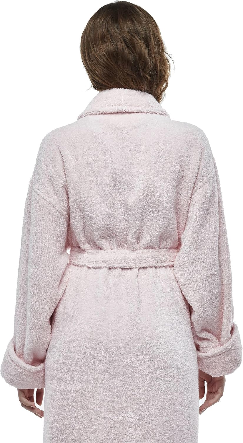 Womens Terry Cotton Bathrobe, Ankle Length Long Women's Bath Robe