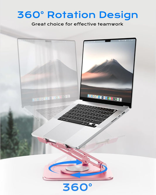Adjustable Laptop Stand, Computer Stand with 360 Rotating Base