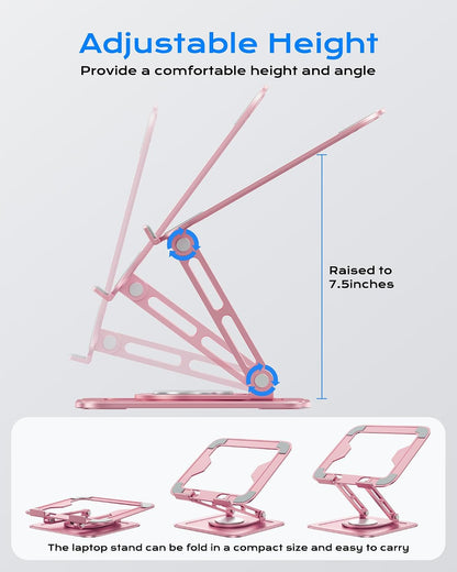 Adjustable Laptop Stand, Computer Stand with 360 Rotating Base