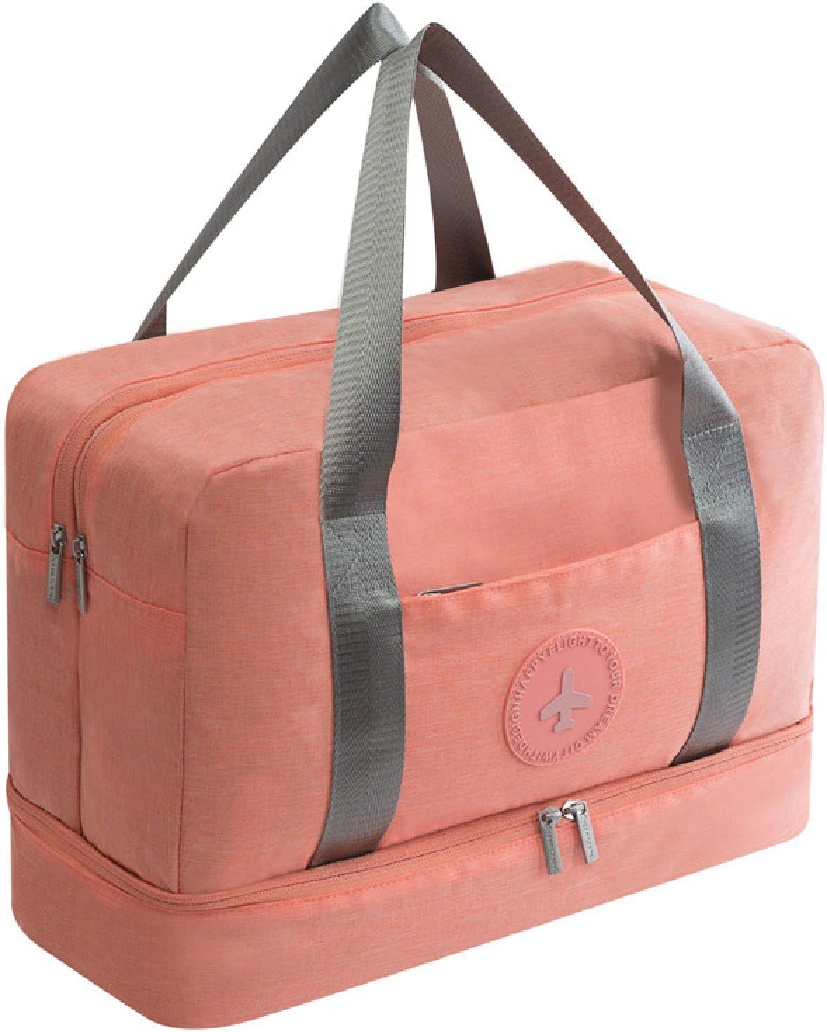 Travel Duffel Bag for Men and Women, Lightweight Canvas Holdall Bag Sports Fashion Gym Bag with Shoe Compartment & Wet Pocket (Pink)