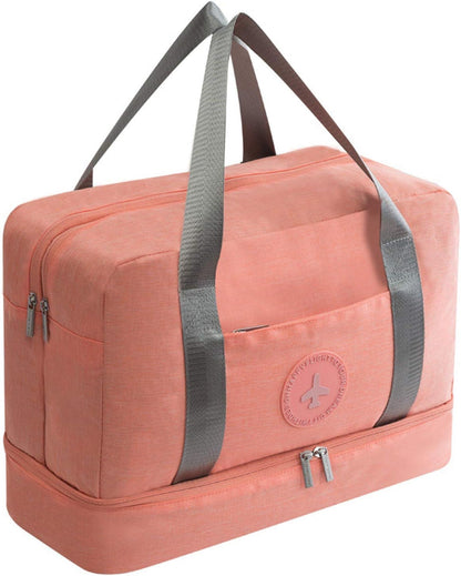 Travel Duffel Bag for Men and Women, Lightweight Canvas Holdall Bag Sports Fashion Gym Bag with Shoe Compartment & Wet Pocket (Pink)
