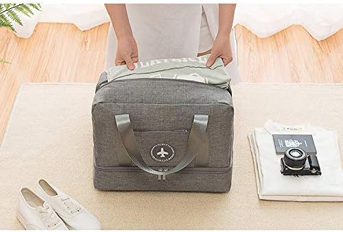 Travel Duffel Bag for Men and Women, Lightweight Canvas Holdall Bag Sports Fashion Gym Bag with Shoe Compartment & Wet Pocket (Pink)