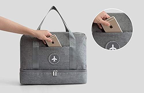 Travel Duffel Bag for Men and Women, Lightweight Canvas Holdall Bag Sports Fashion Gym Bag with Shoe Compartment & Wet Pocket (Pink)