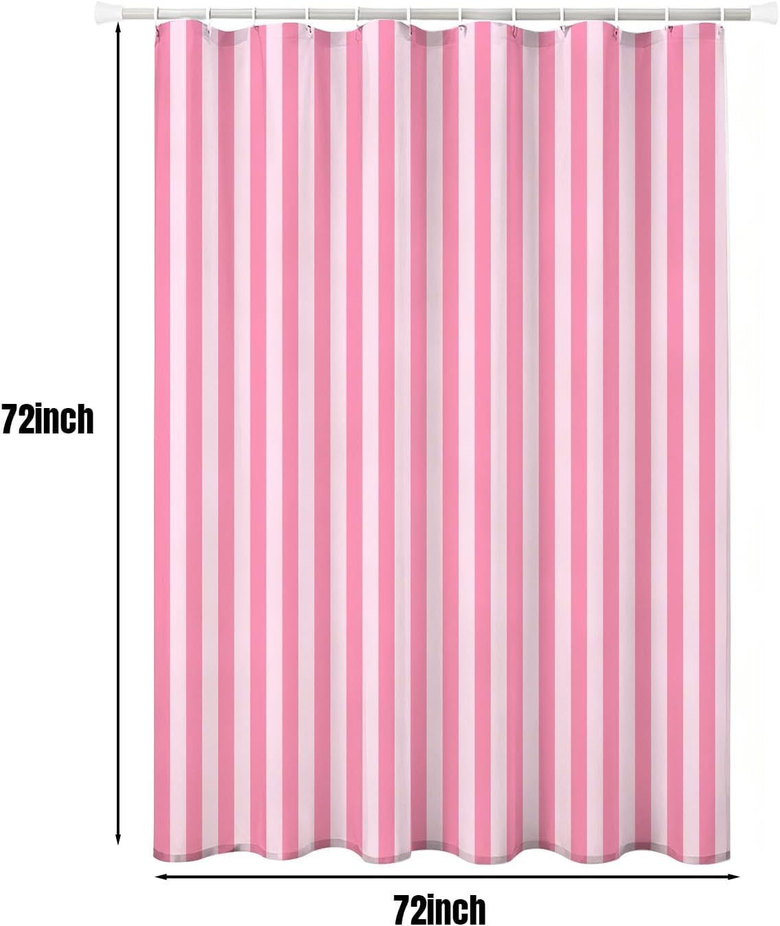 Striped Shower Curtain 72x72 inch, Waterproof Polyester Fabric Bathroom Shower Curtain Set with Hooks, Modern Minimalist Stripe Design for Bathroom Decor (Pink)