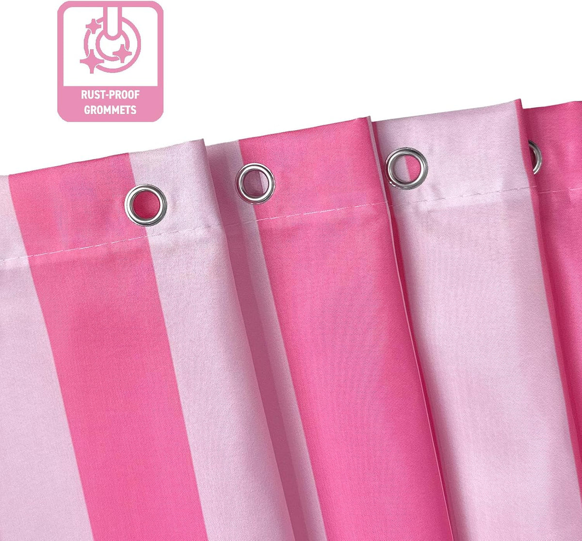 Striped Shower Curtain 72x72 inch, Waterproof Polyester Fabric Bathroom Shower Curtain Set with Hooks, Modern Minimalist Stripe Design for Bathroom Decor (Pink)
