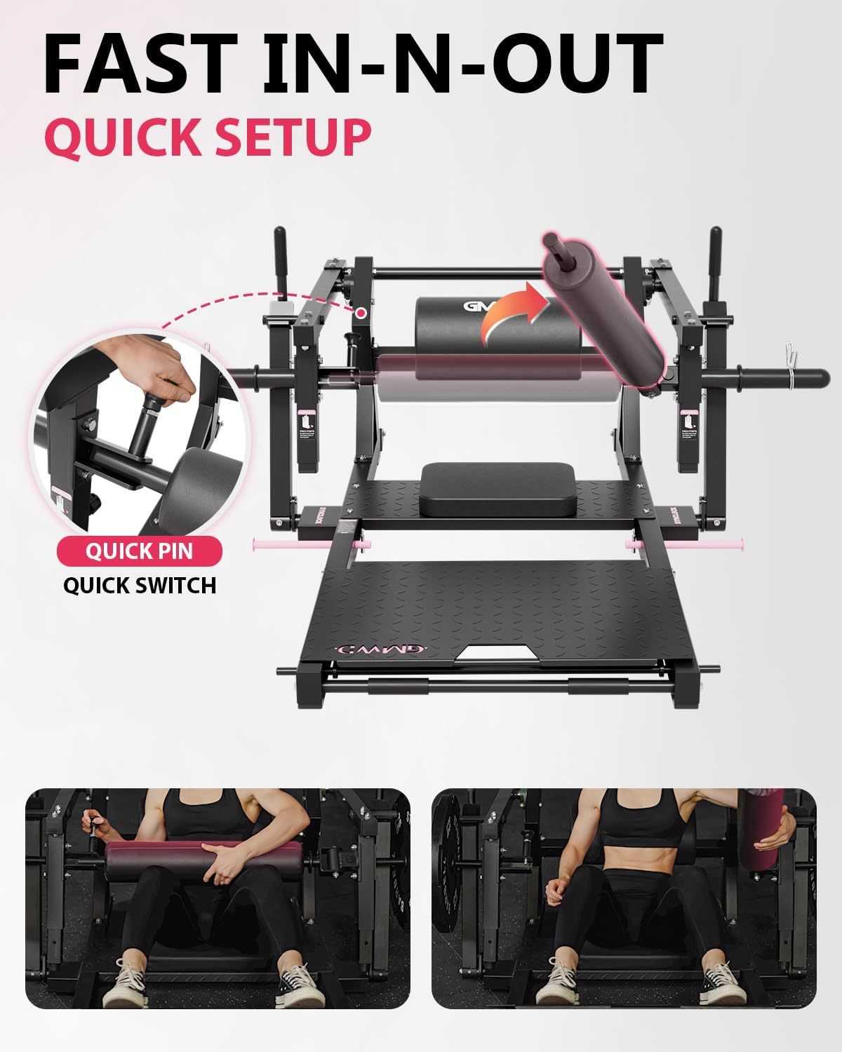 Hip Thrust Machine, 800LBS Plate-Loaded Glute Bridge Machine with Weight Holder, Heavy Duty Butt Exercise Equipment for Glute Muscles Building and Butt Shaping, Adjustable Footboard