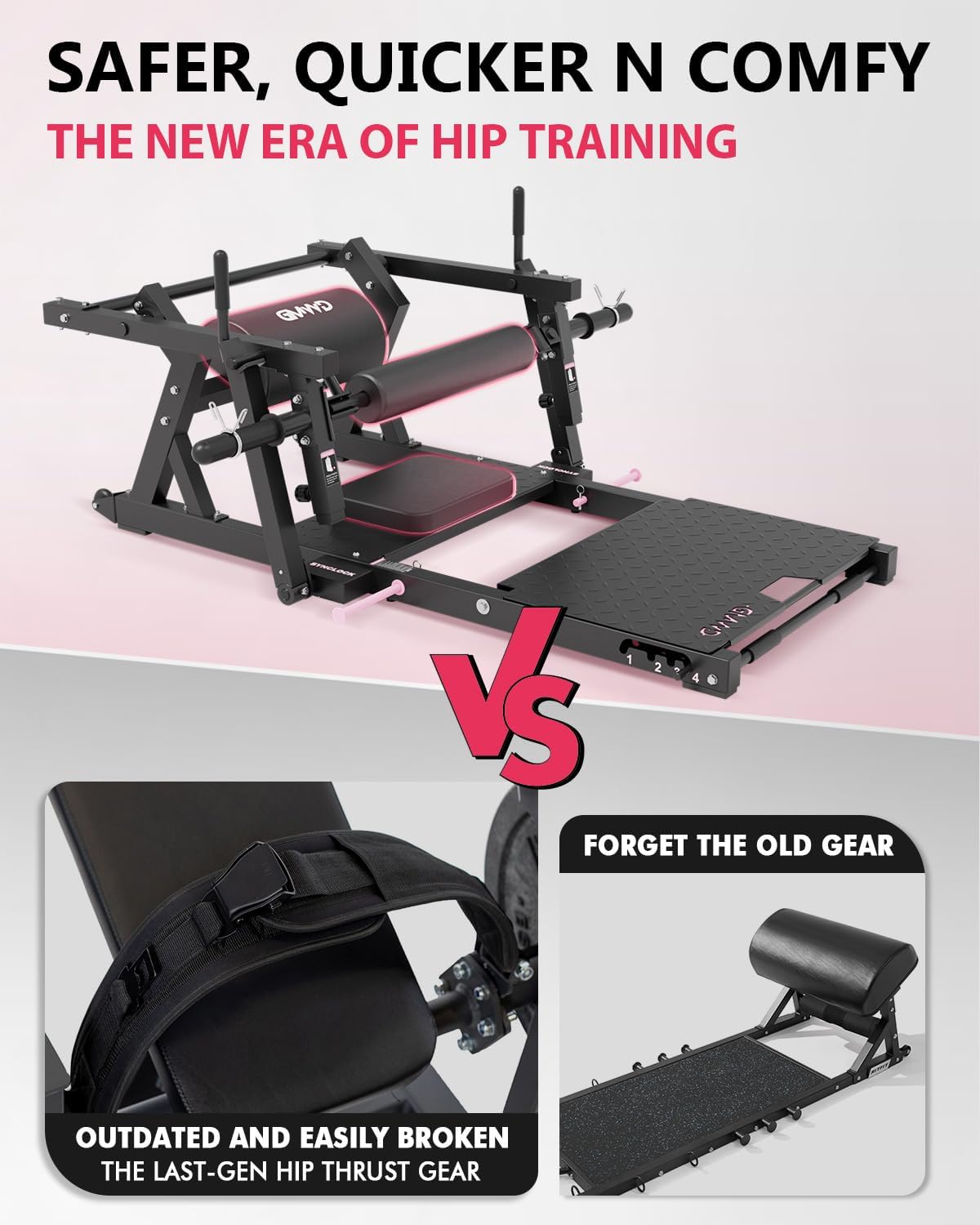 Hip Thrust Machine, 800LBS Plate-Loaded Glute Bridge Machine with Weight Holder, Heavy Duty Butt Exercise Equipment for Glute Muscles Building and Butt Shaping, Adjustable Footboard